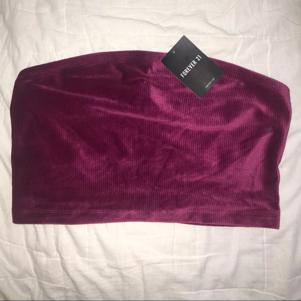 NWT Forever 21 Velvet Tube Crop Top Large